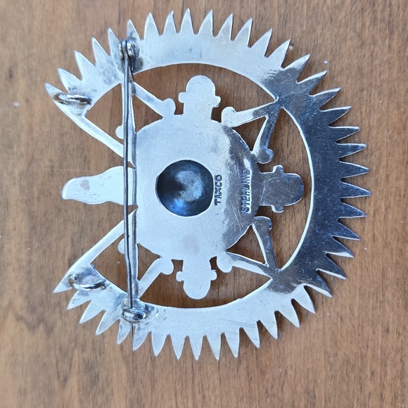 Taxco Mexico Sterling Silver Aztec Sun Brooch/Pendant - Picture 2 of 5